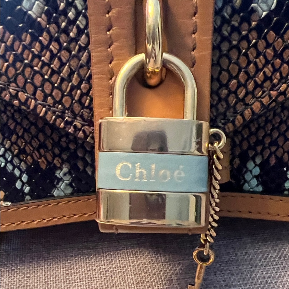 Chlo Brown & Black Python-Print Crossbody With Go… - image 3